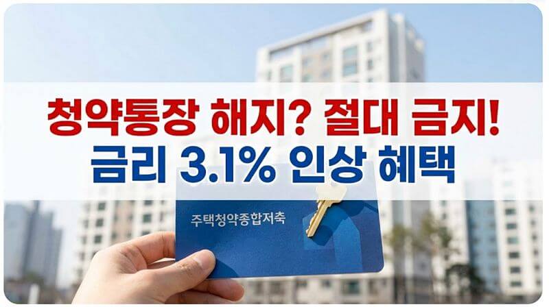 [2026 최신] 청약통장 금리 3.1% 인상! 해지하면 손해인 이유와 수익률 정밀 비교