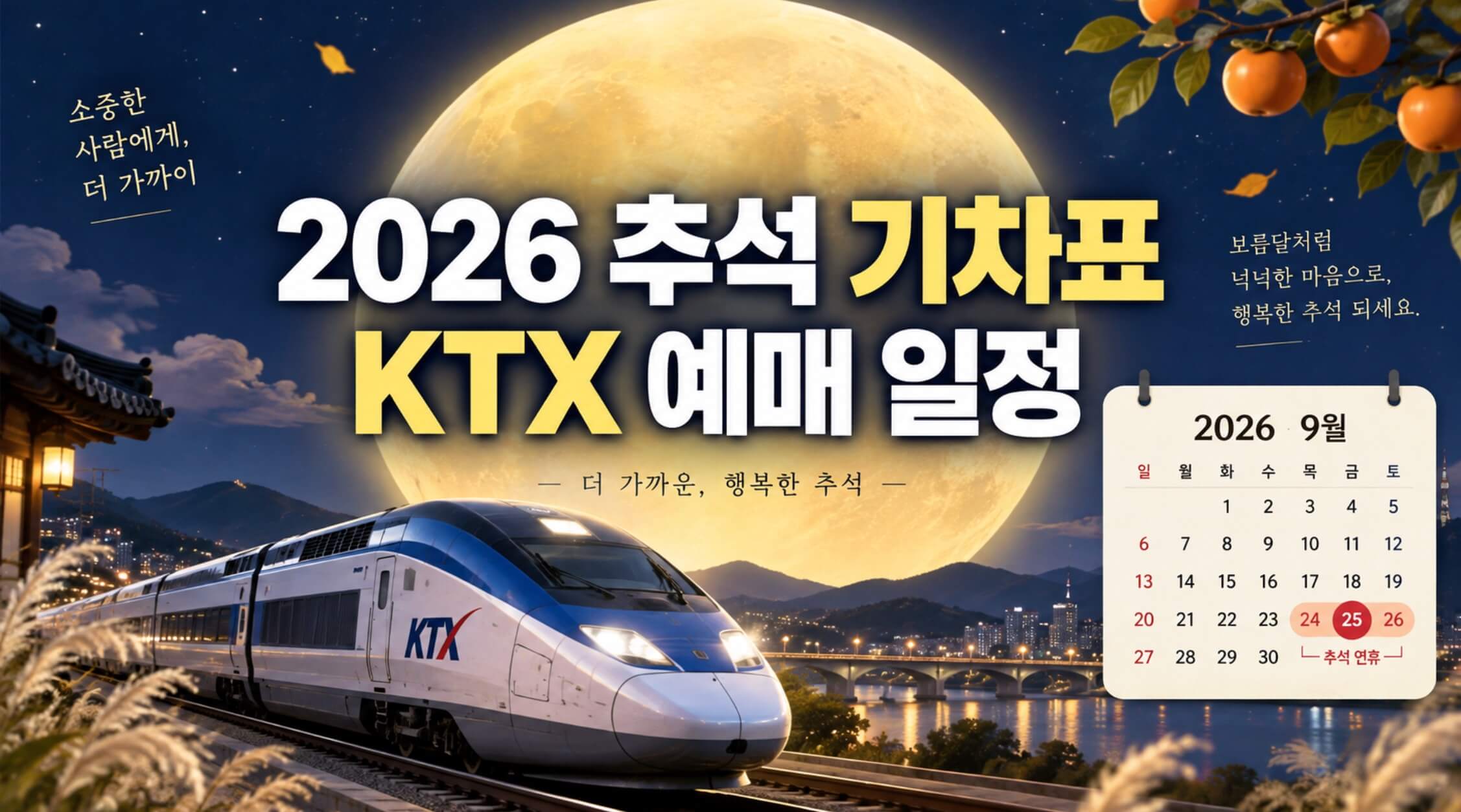 2026 추석 기차표 예매 일정 7가지 총정리, KTX·수서·잔여석까지