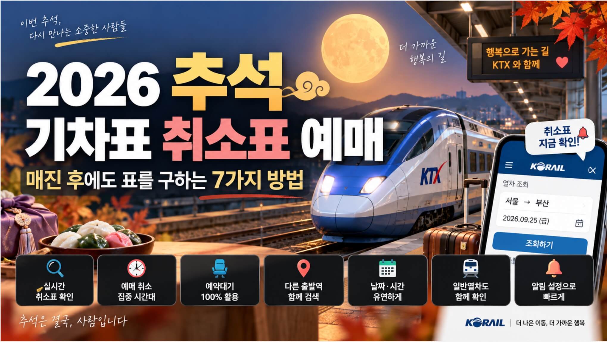추석 기차표 취소표 예매 7가지 방법, KTX 매진 후 예약대기·잔여석 공략