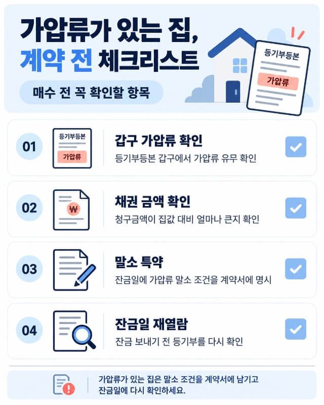 가압류가 걸린 집을 매수하기 전 확인할 항목을 정리한 체크리스트